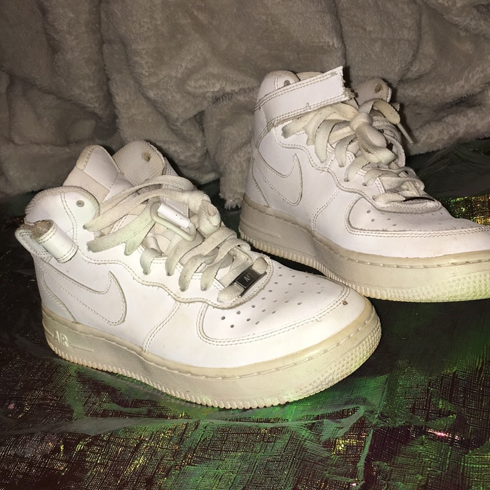 White Nike high top air forces